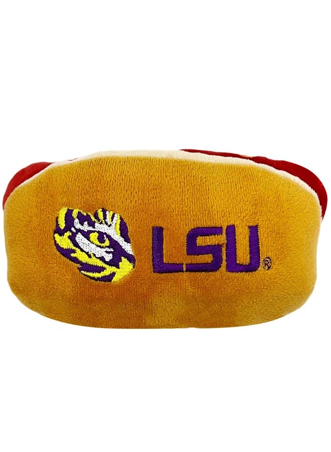 NCAA LSU Tigers HOT Dog Plush Dog & CAT Squeak Toy- Cutest HOT-Dog Snack Plush Toy for Dogs & Cats with Inner Squeaker & Beautiful Football/Basketball Team Name/Logo